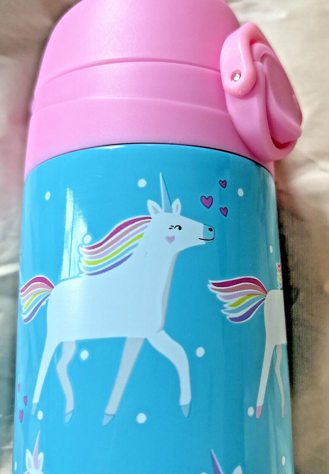 Pottery Barn School Disney Unicorn Pony WATER BOTTLE Rainbow + Bag set pre k .