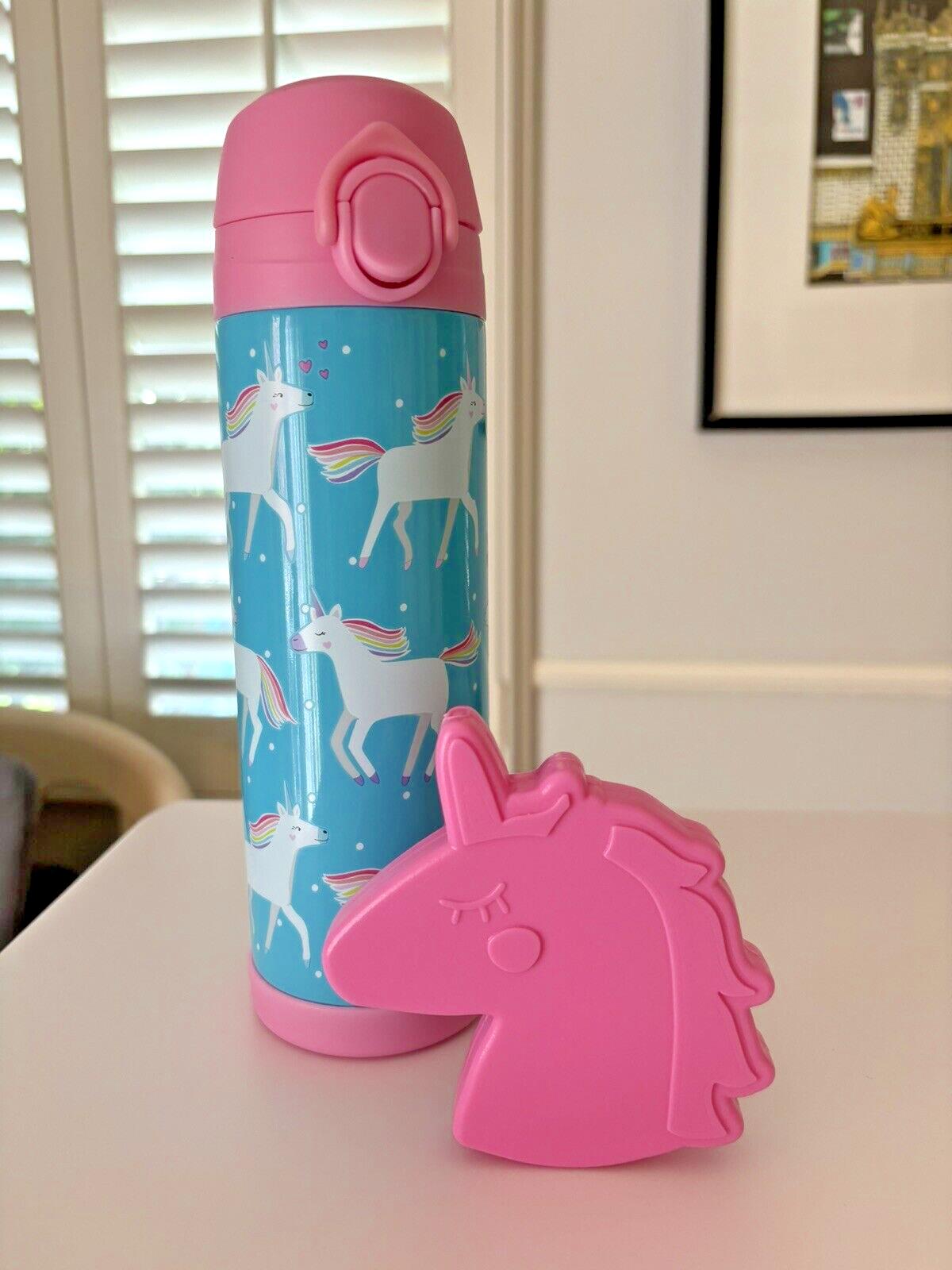 Pottery Barn School Disney Unicorn Pony WATER BOTTLE Rainbow + Bag set pre k .