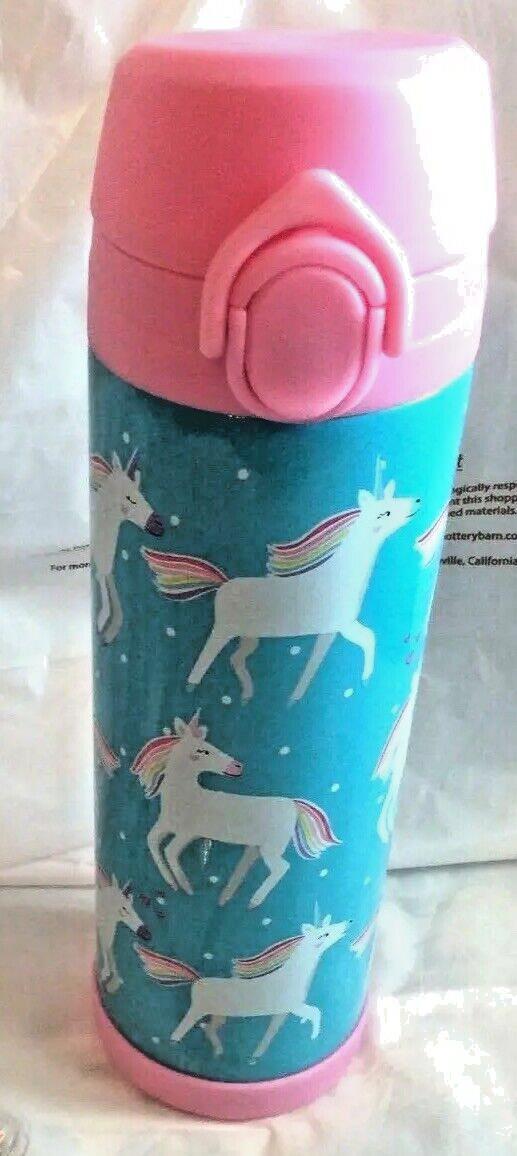 Pottery Barn School Disney Unicorn Pony WATER BOTTLE Rainbow + Bag set pre k .