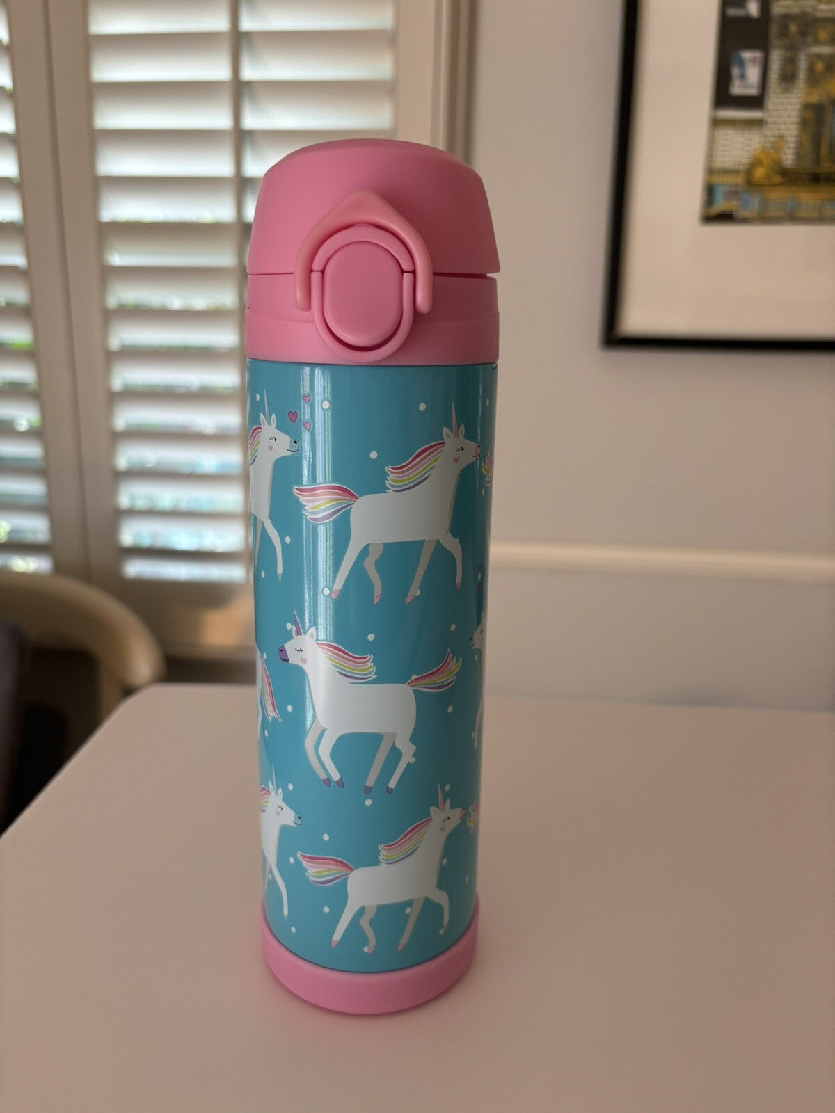 Pottery Barn School Disney Unicorn Pony WATER BOTTLE Rainbow + Bag set pre k .