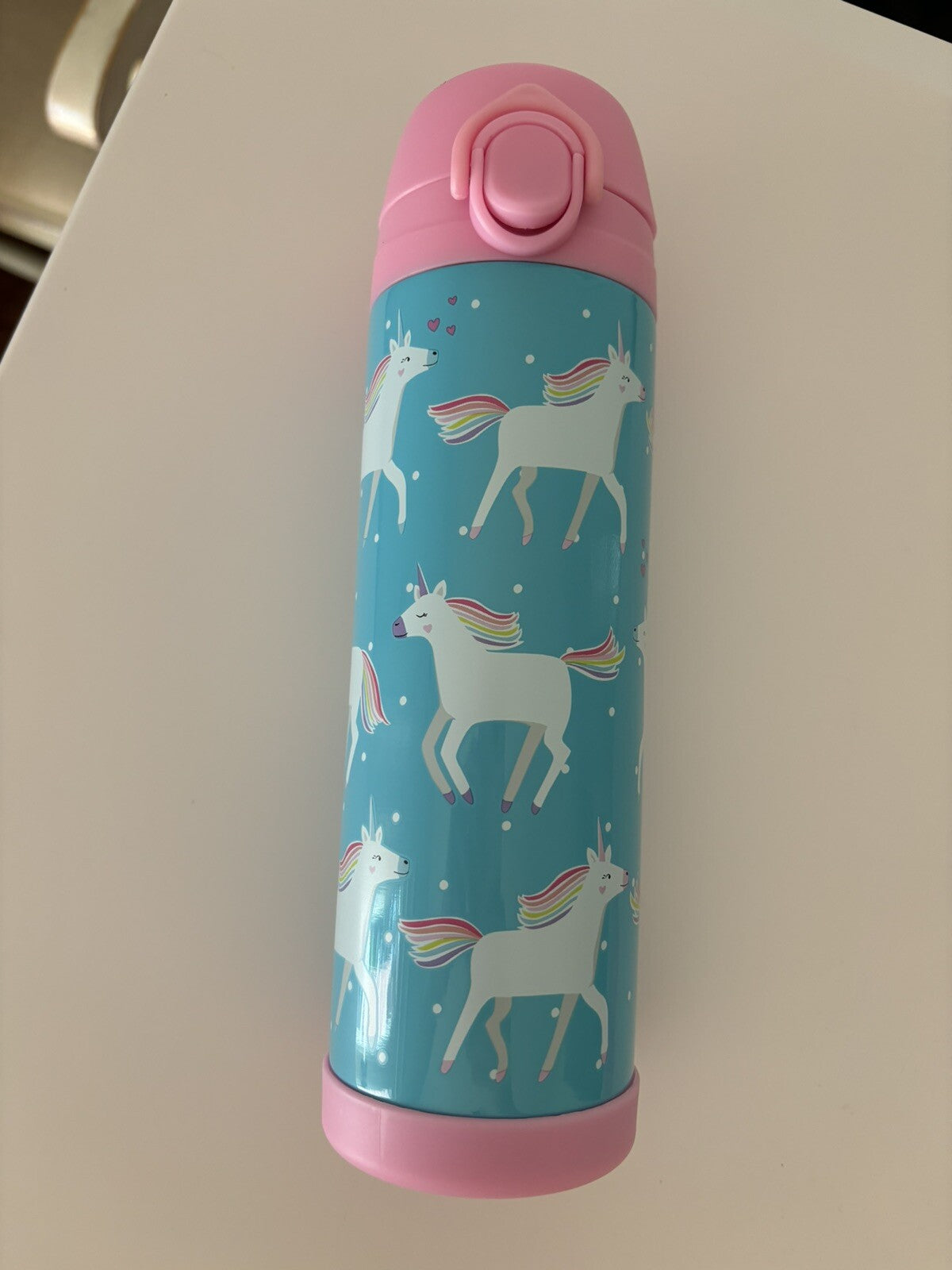 Pottery Barn School Disney Unicorn Pony WATER BOTTLE Rainbow + Bag set pre k .