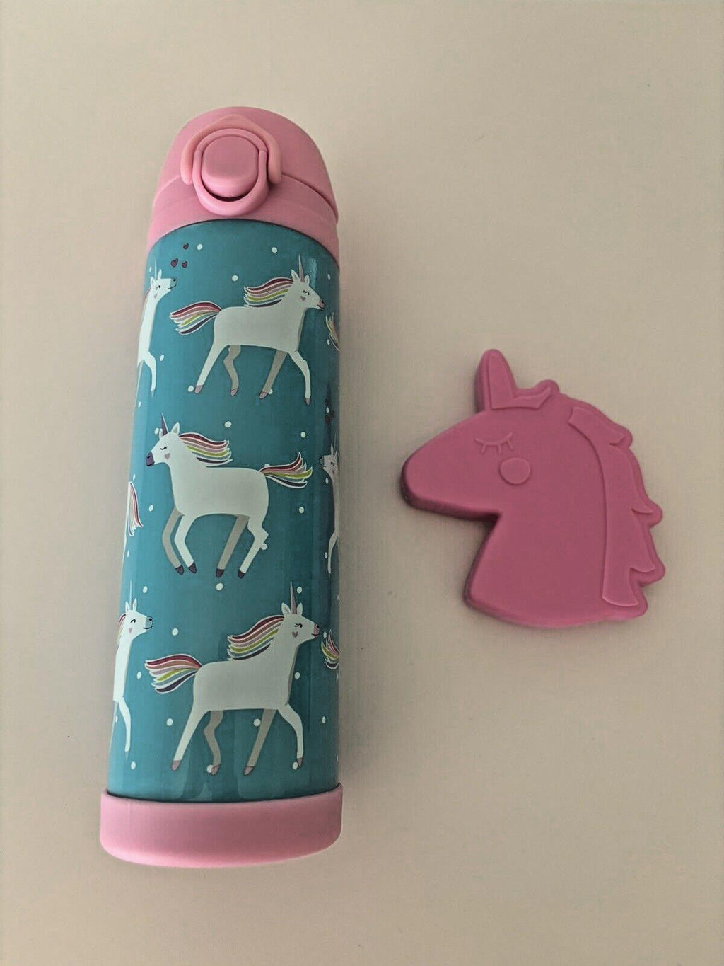 Pottery Barn School Disney Unicorn Pony WATER BOTTLE Rainbow + Bag set pre k .