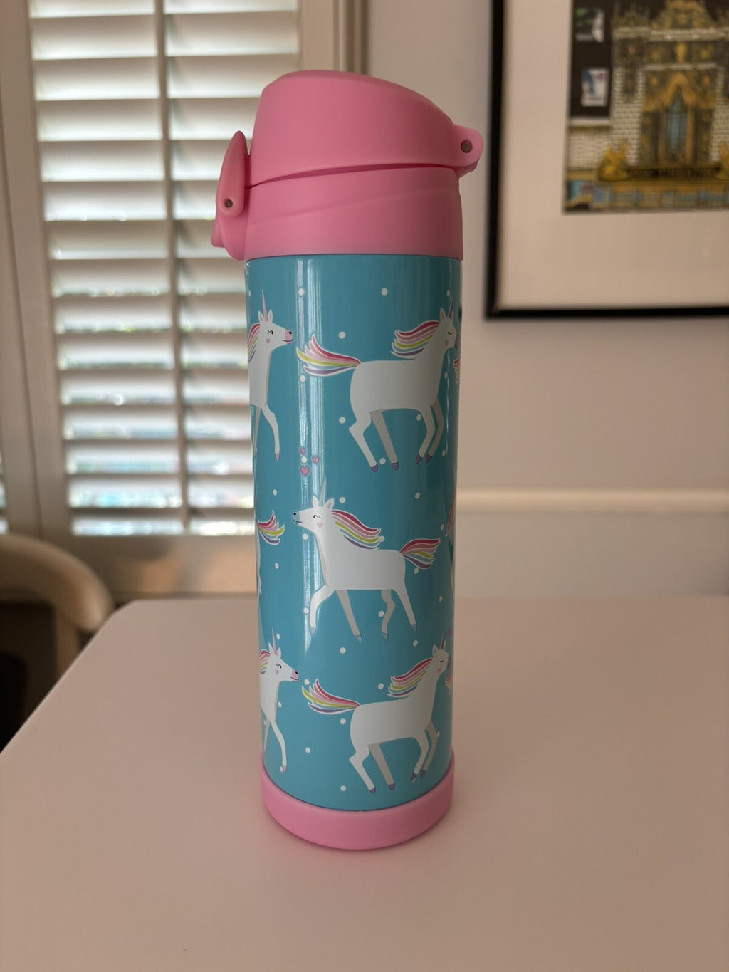 Pottery Barn School Disney Unicorn Pony WATER BOTTLE Rainbow + Bag set pre k .