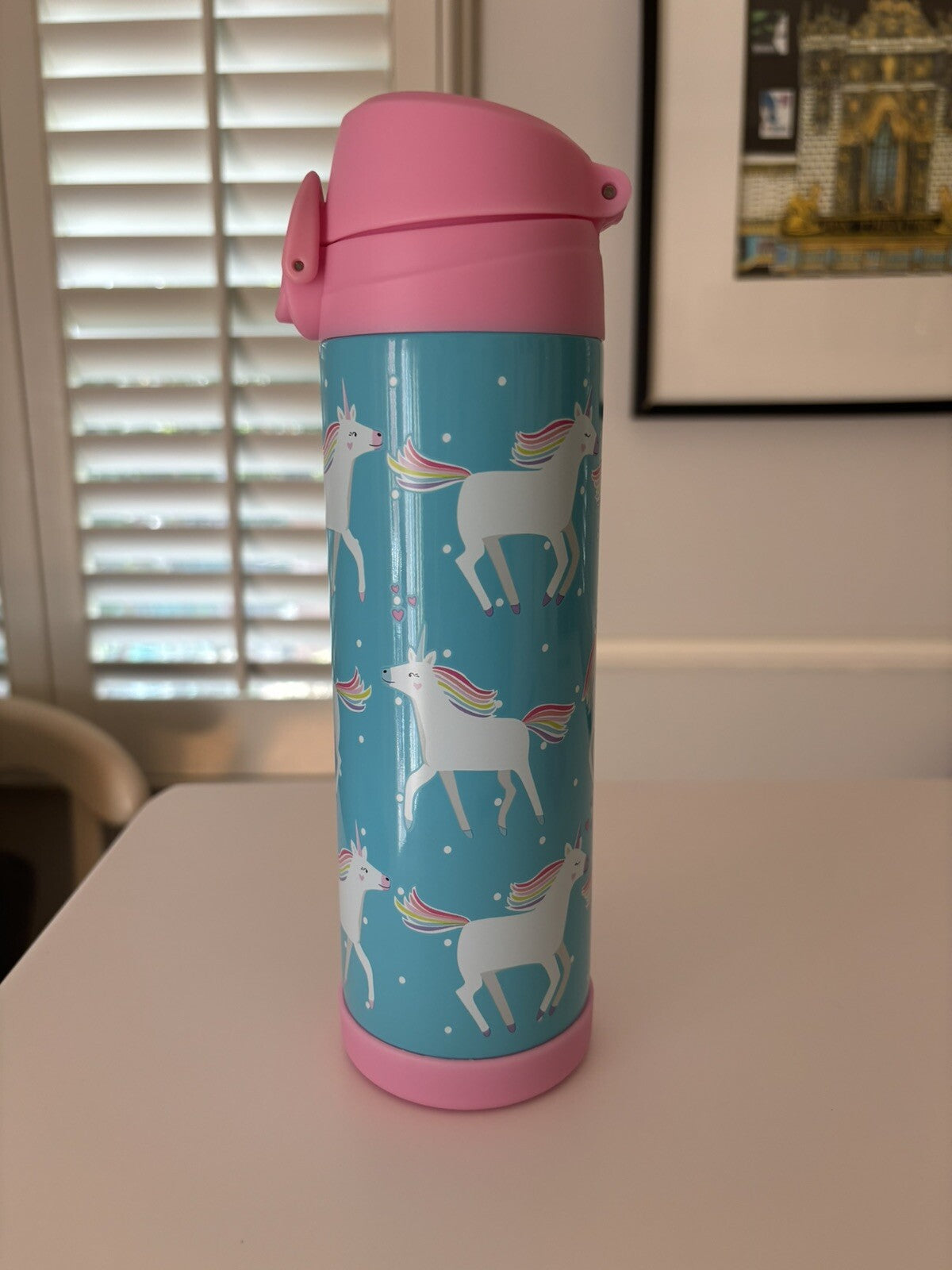 Pottery Barn School Disney Unicorn Pony WATER BOTTLE Rainbow + Bag set pre k .