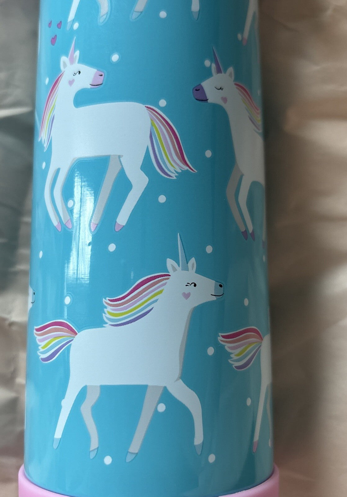 Pottery Barn School Disney Unicorn Pony WATER BOTTLE Rainbow + Bag set pre k .