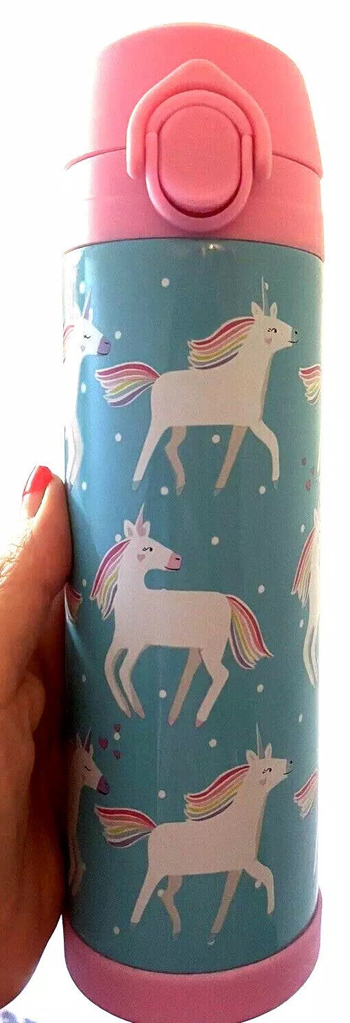 Pottery Barn School Disney Unicorn Pony WATER BOTTLE Rainbow + Bag set pre k .