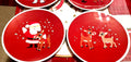 Pottery Barn holiday Rudolph Santa Christmas PLATE +UTENSIL Disney party SET 4 !