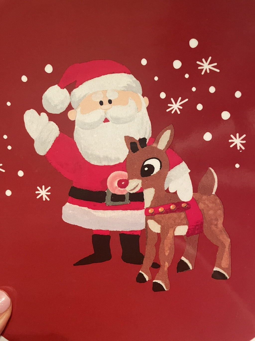 Pottery Barn holiday Rudolph Santa Christmas PLATE +UTENSIL Disney party SET 4 !