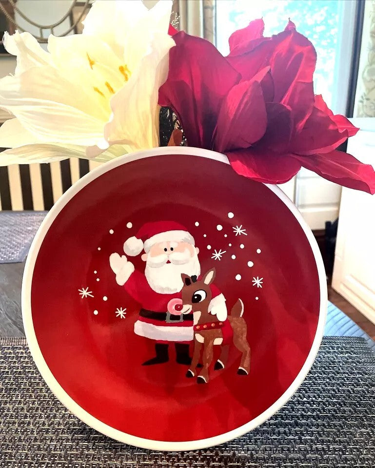 Pottery Barn holiday Rudolph Santa Christmas DINNER PLATE SET Disney party Kid