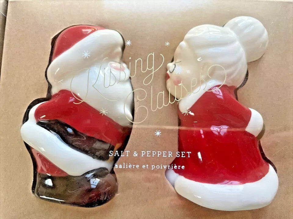 Pottery barn Disney holiday party salt pepper shaker set Santa Christmas gift a