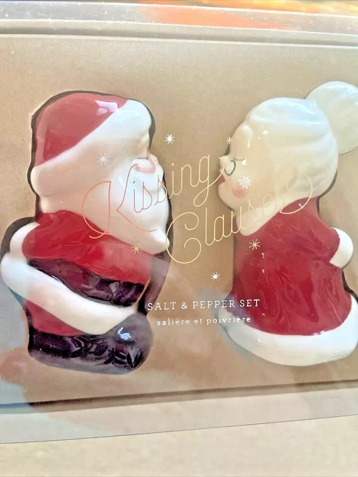 Pottery barn Disney holiday party salt pepper shaker set Santa Christmas gift a