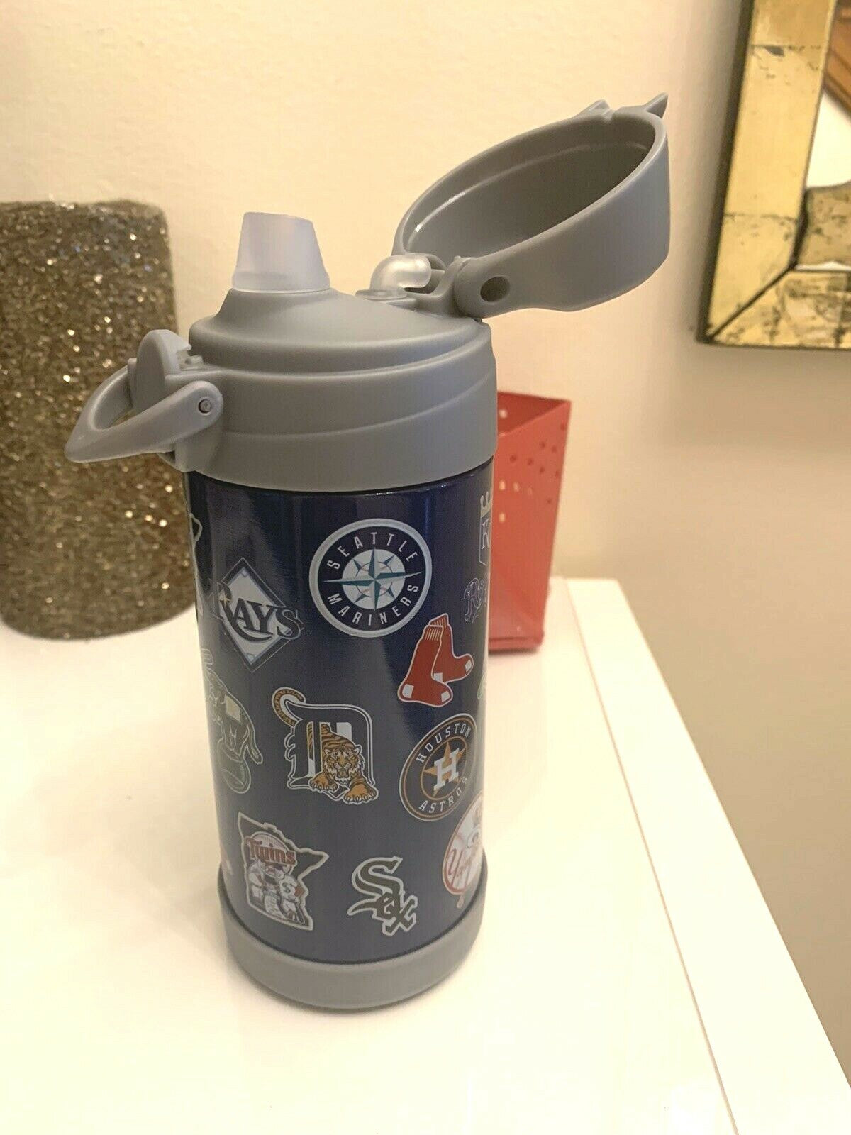 Pottery barn Baseball MLB WATER BOTTLE ball school sport pool holiday team .