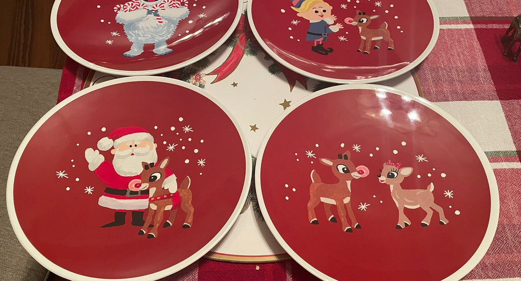 Rudolph Pottery Barn Dinner Set plate holiday party Santa Bumble Christmas gift
