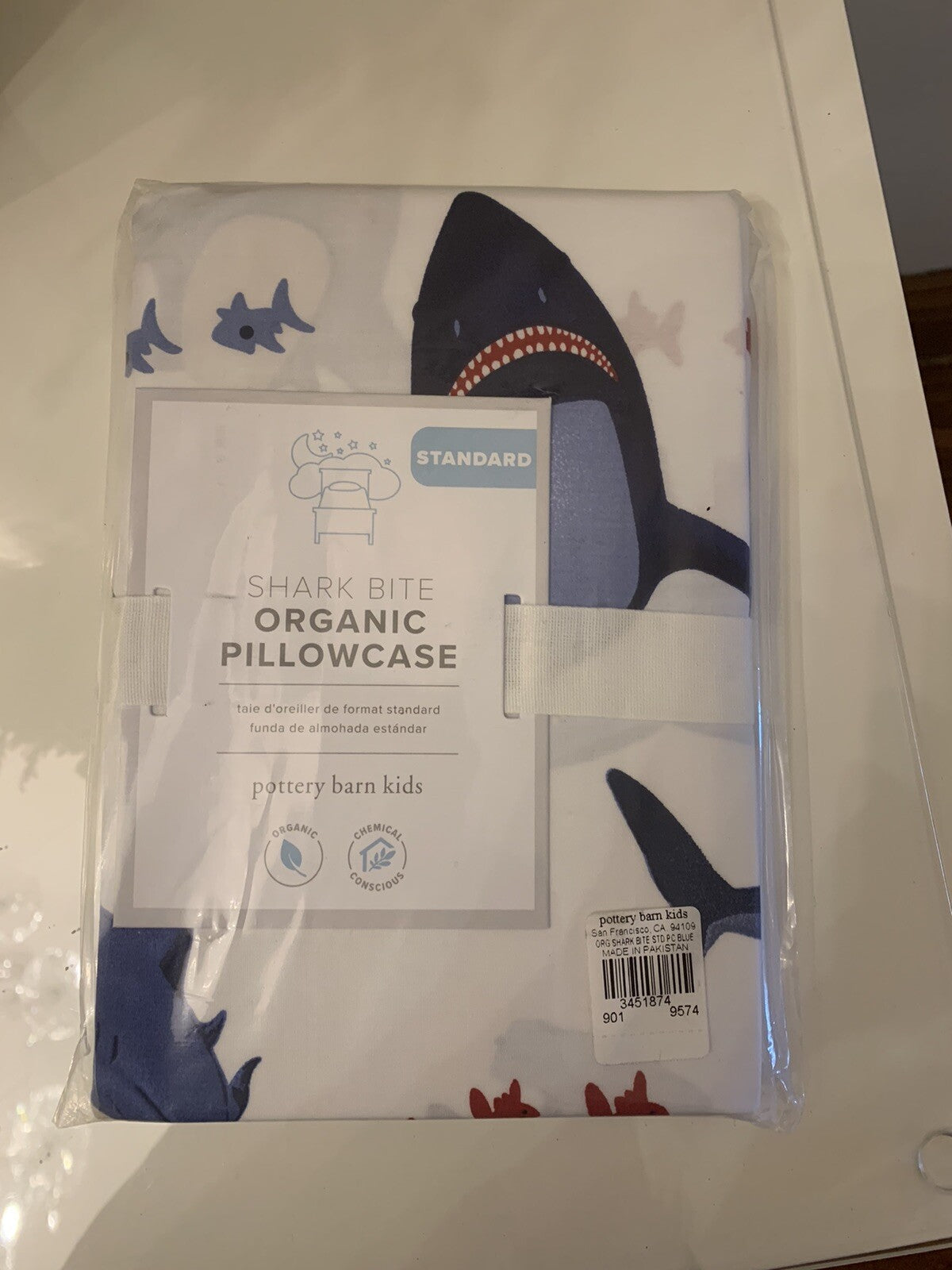 Pottery Barn Disney SHARK holiday gift ocean surf party School Boy Pillowcase  1