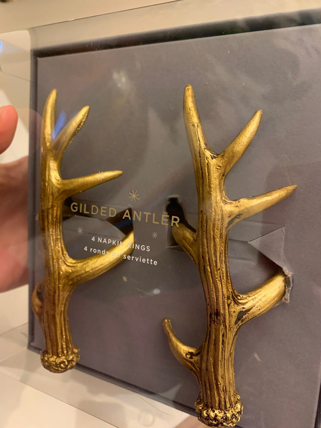 Pottery Barn Disney Holiday Antler Lodge napkin ring Thanksgiving party SET 4 m