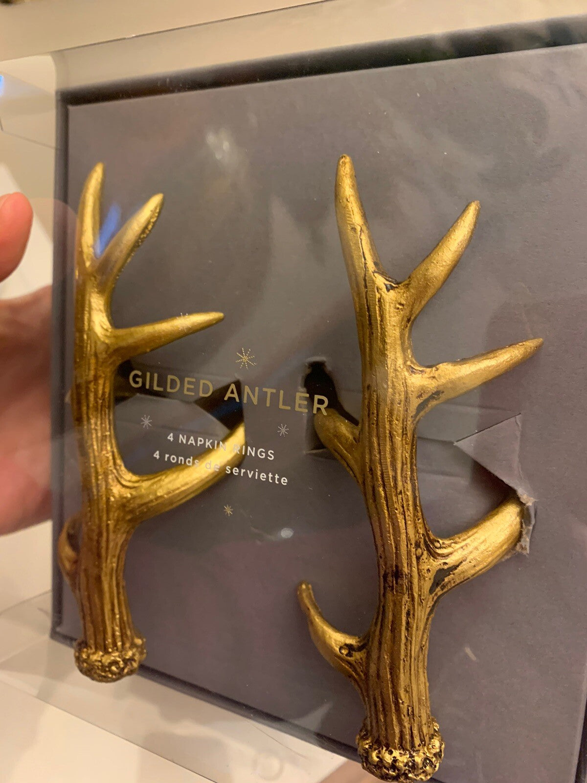 Pottery Barn Disney Holiday Antler Lodge napkin ring Thanksgiving party SET 4 m