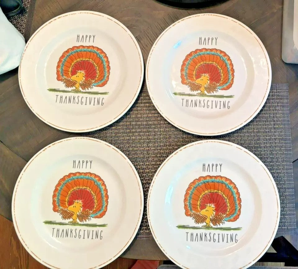 Pottery Barn holiday Snoopy party school Disney kid dinner Plate gift SET 4 NEW