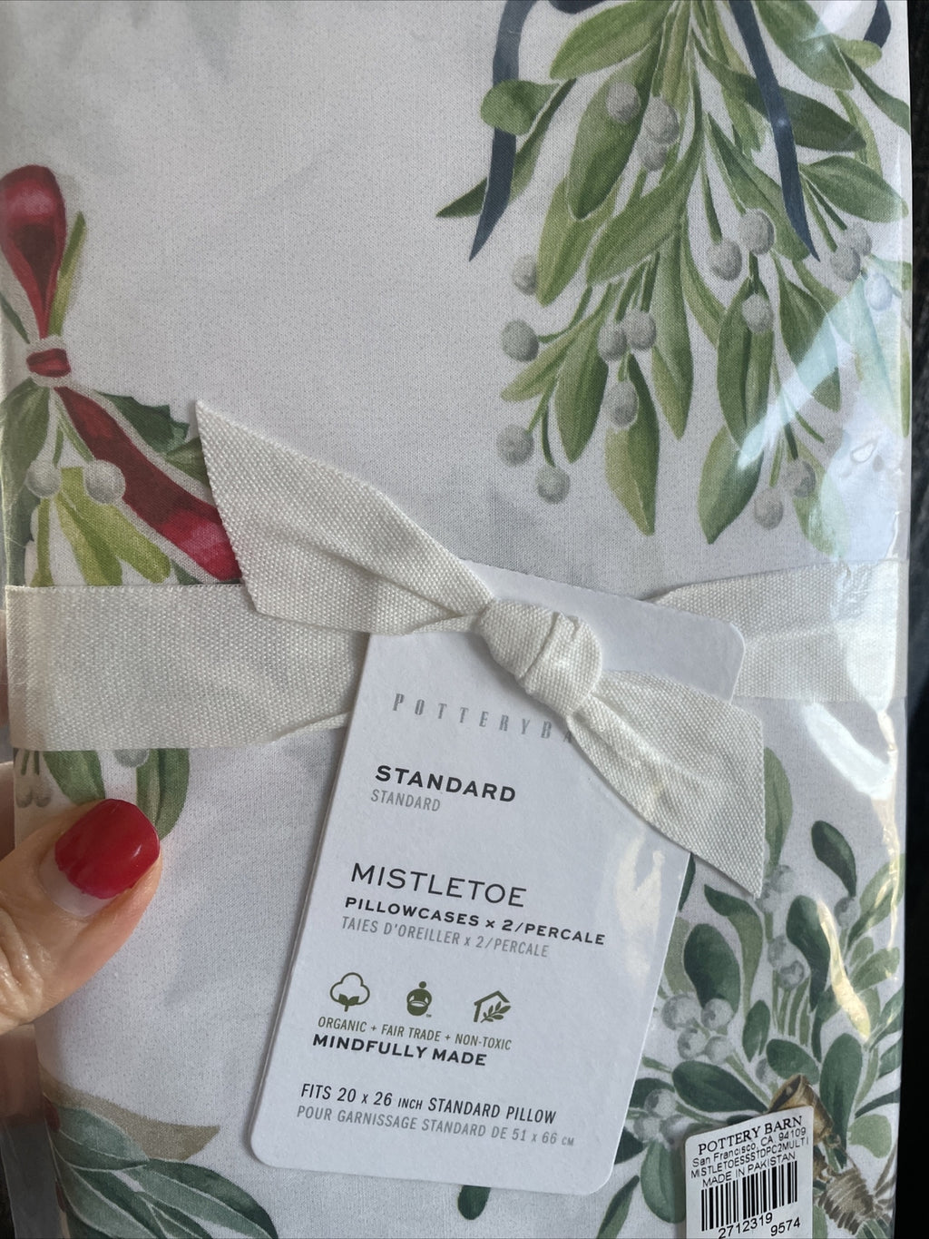 pottery barn Holiday Pillowcase Christmas party Mistletoe Disney gift SET 2