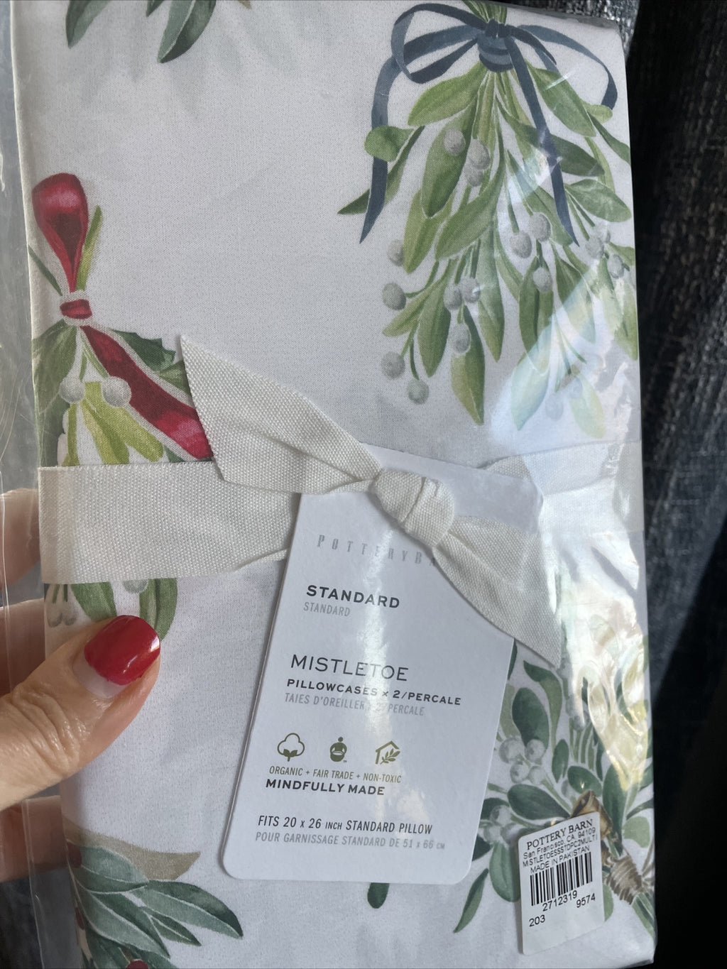 pottery barn Holiday Pillowcase Christmas party Mistletoe Disney gift SET 2
