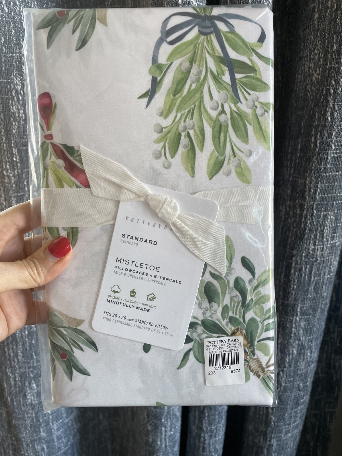 pottery barn Holiday Pillowcase Christmas party Mistletoe Disney gift SET 2