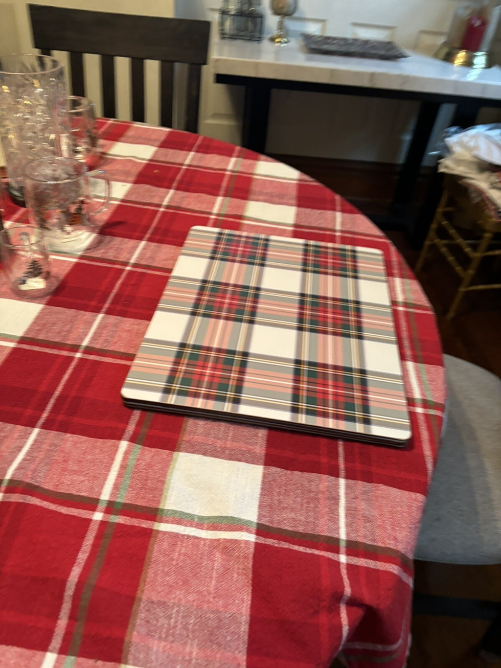 Pottery Barn Disney holiday PLAID placemat Stewart Birthday Country party kid a