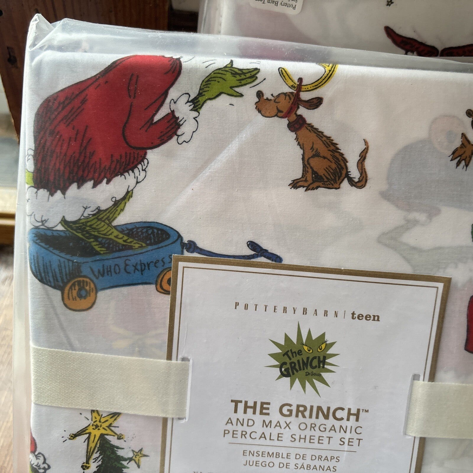 Pottery Barn GRINCH Disney TWIN SHEET SET Dr Seuss kid holiday party school '