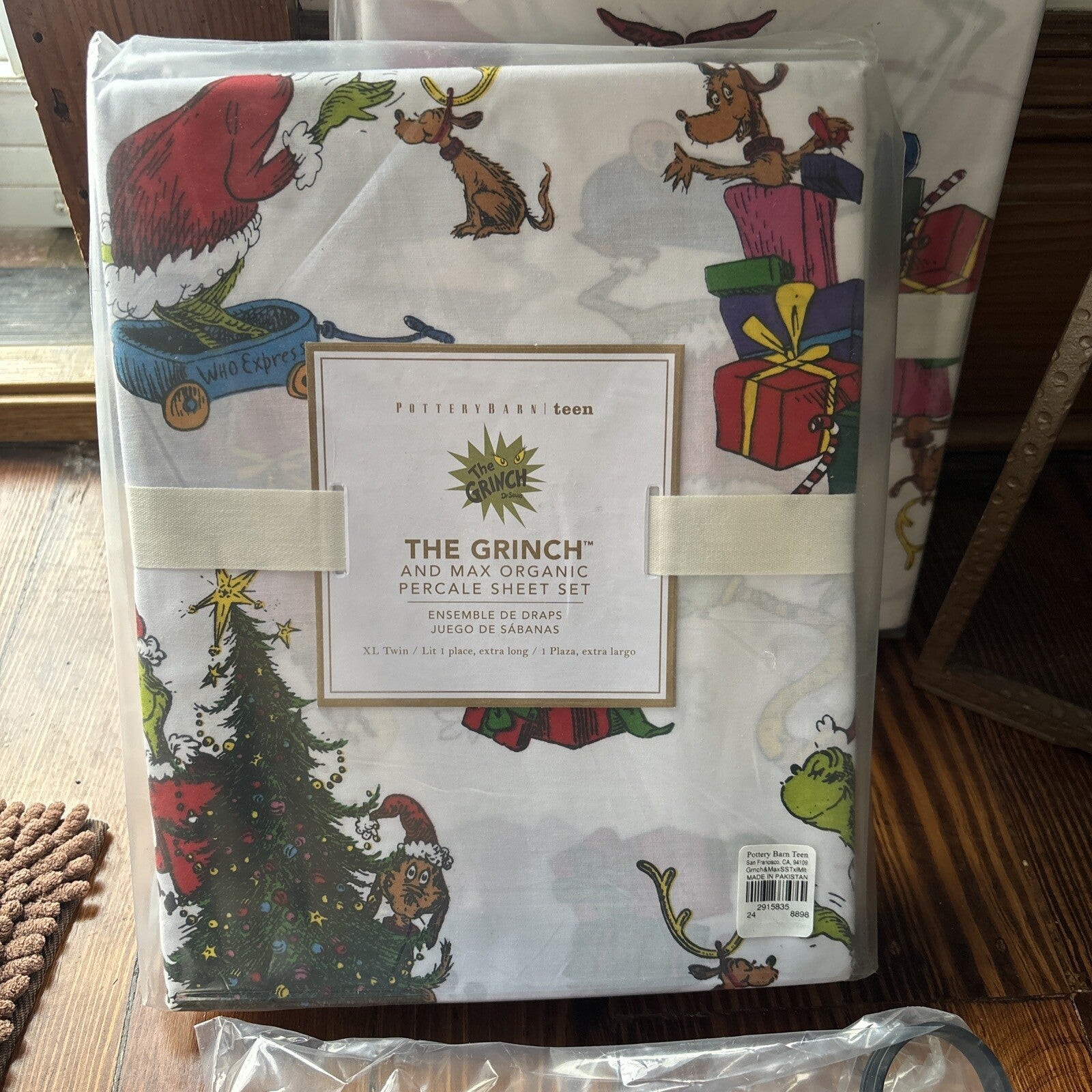 Pottery Barn GRINCH Disney TWIN SHEET SET Dr Seuss kid holiday party school '