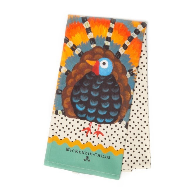 Mackenzie Childs Thanksgiving holiday hand kitchen Dish towel Turkey party mom n