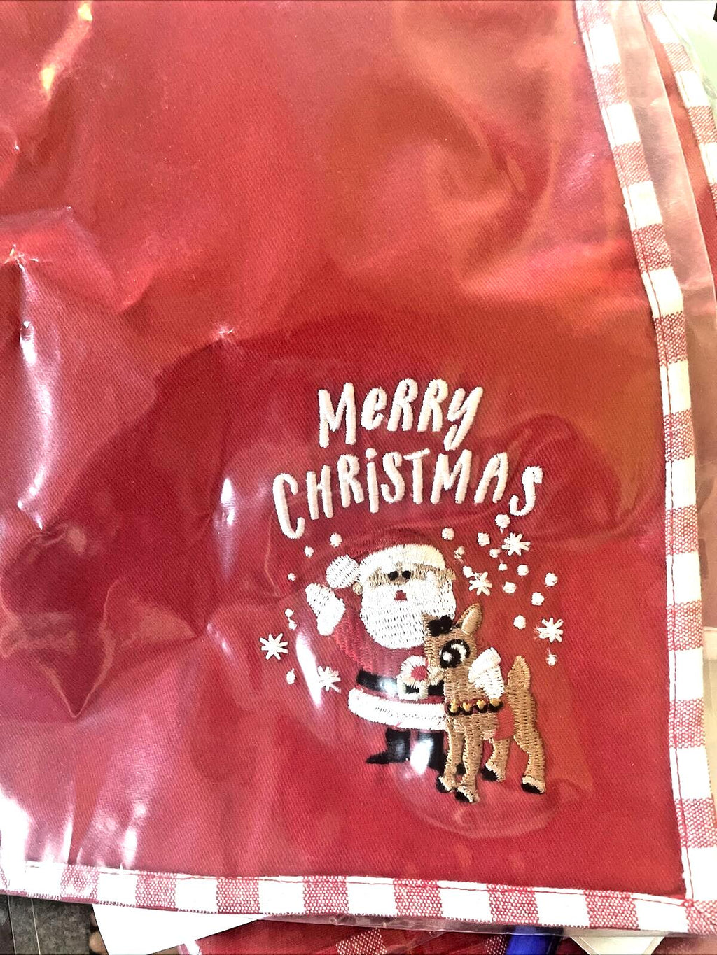 Pottery Barn holiday Rudolph Disney Santa Napkin+Utensil Christmas party SET =