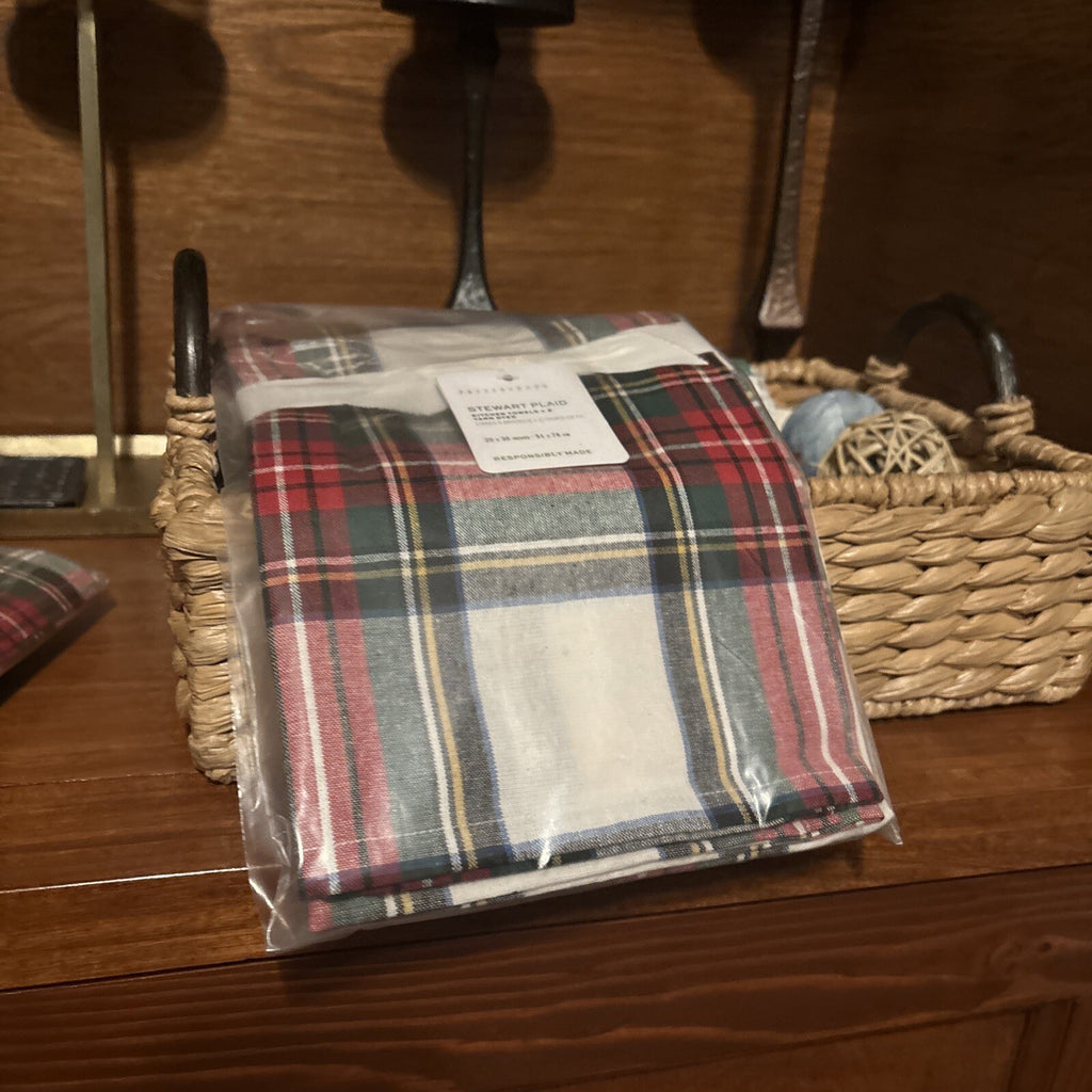 Pottery Barn Christmas Disney Plaid Stewart Towel Holiday SET 2 gift party kid n
