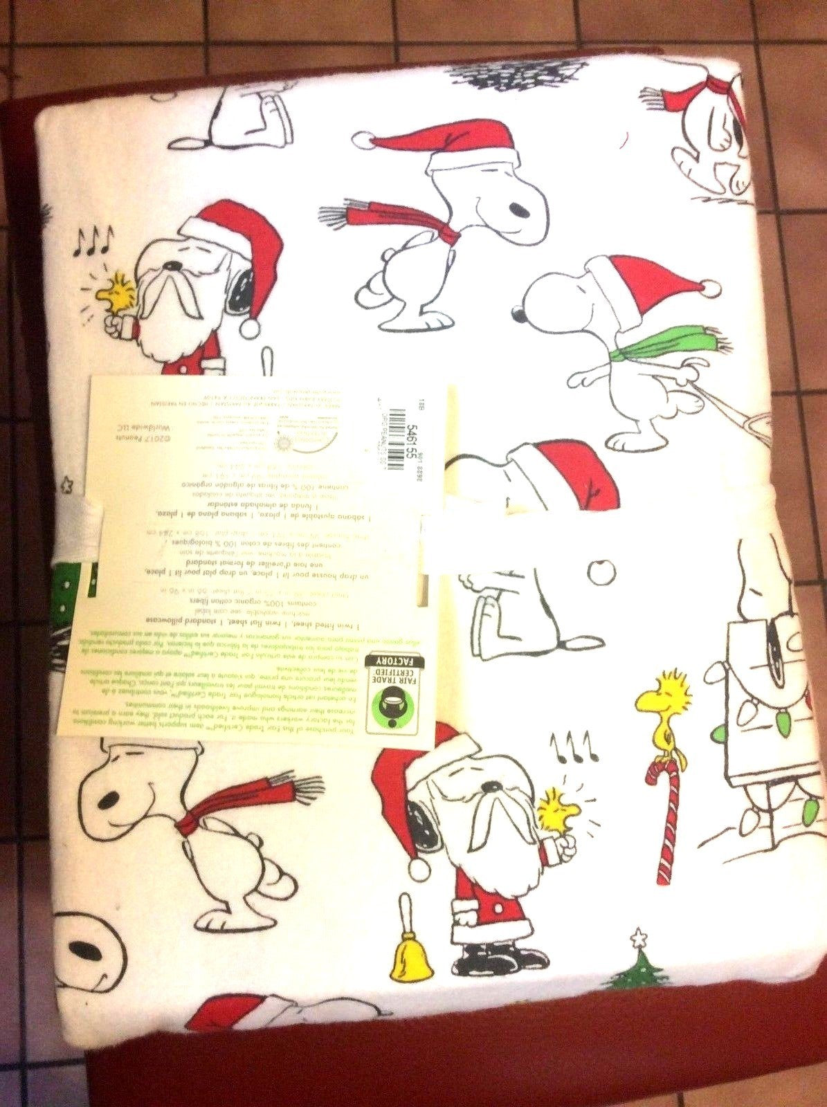 Snoopy Pottery barn Peanuts TWIN Sheet SET Disney+Sham Holiday Party Christmas '