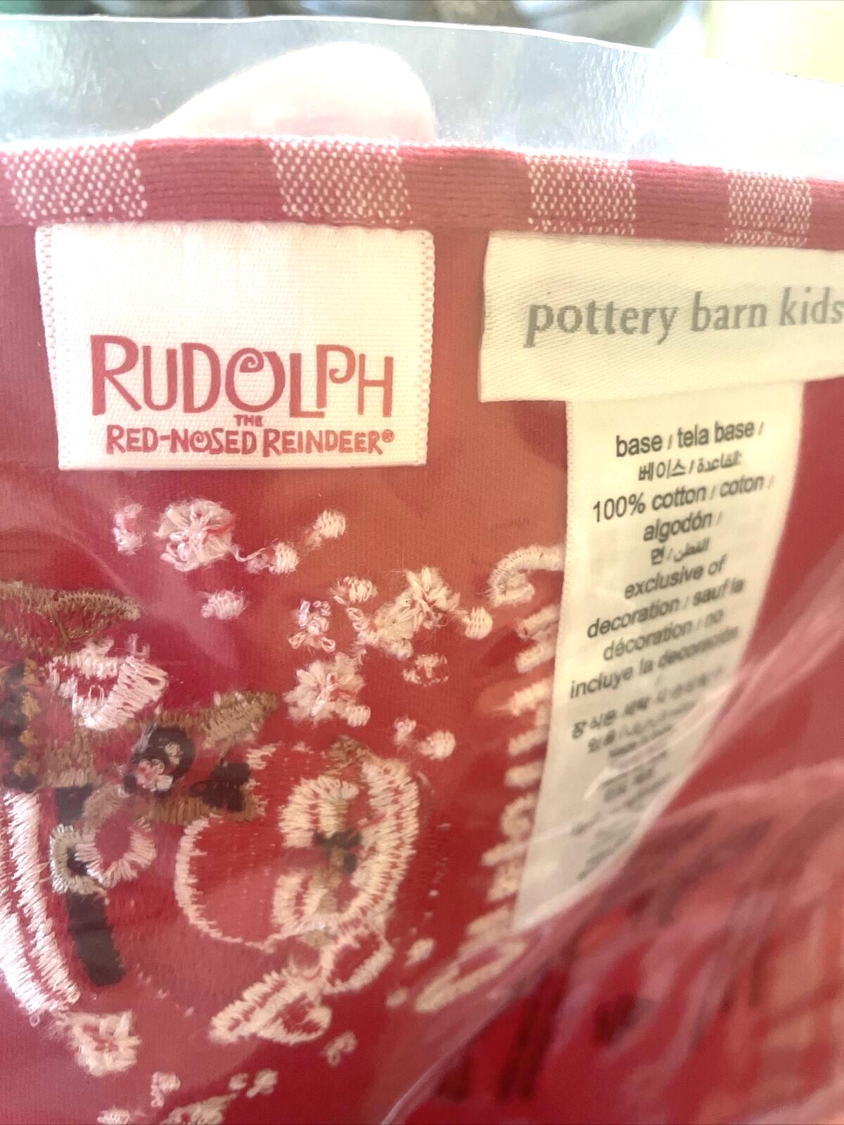 Pottery Barn holiday Rudolph Disney Santa Napkin+Utensil Christmas party SET =