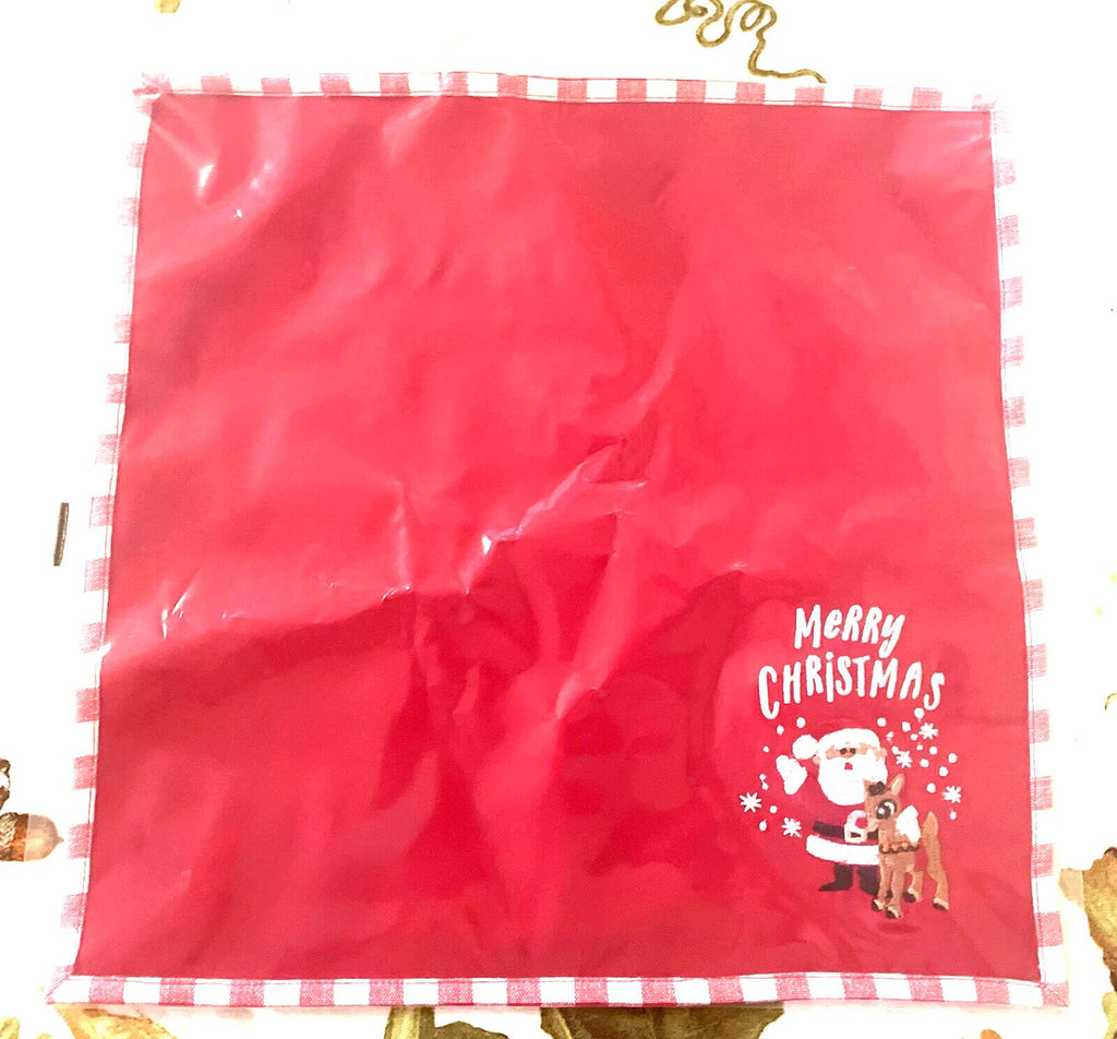 Pottery Barn holiday Rudolph Disney Santa Napkin+Utensil Christmas party SET =