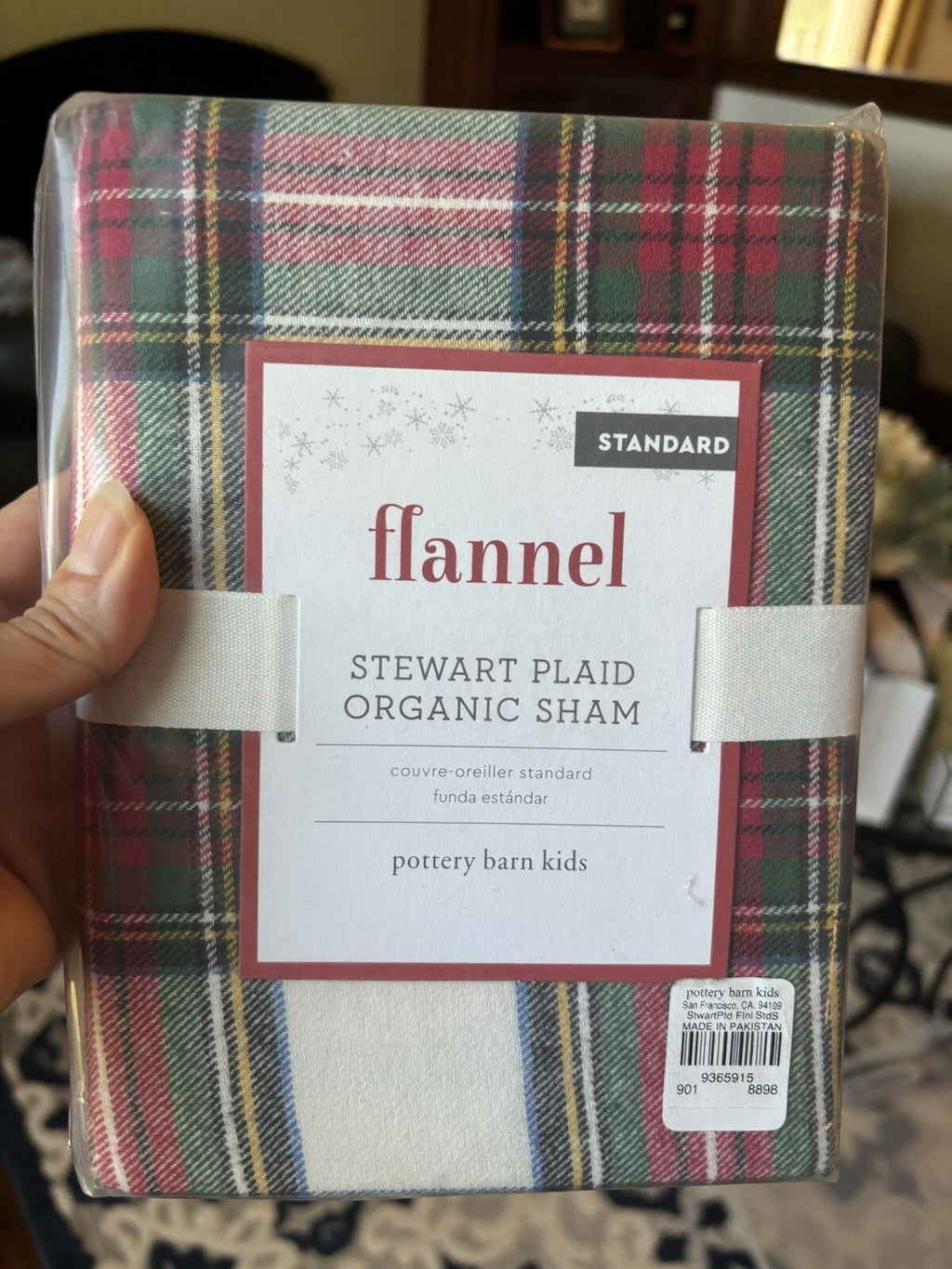 Pottery Barn holiday Disney PLAID Pillow SHAM cover Christmas party Stewart m