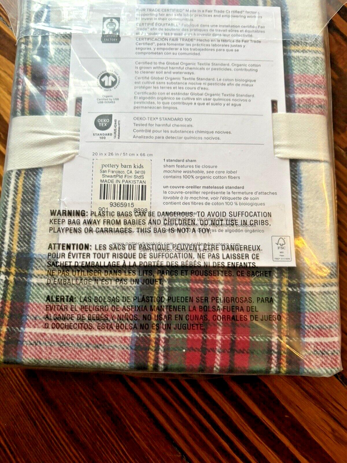 Pottery Barn holiday Disney PLAID Pillow SHAM cover Christmas party Stewart m
