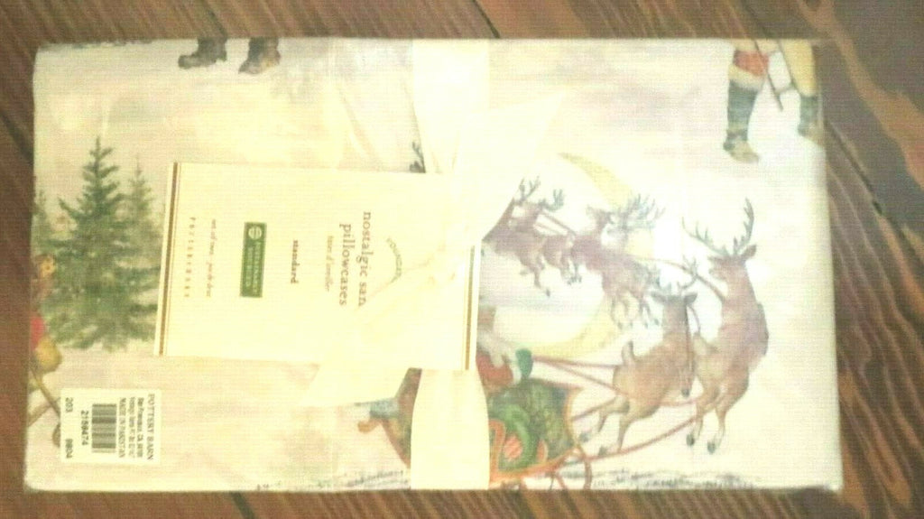 Pottery Barn Holiday Christmas Disney Santa Nostalgic pillowcase Rudolph Set 2 ]