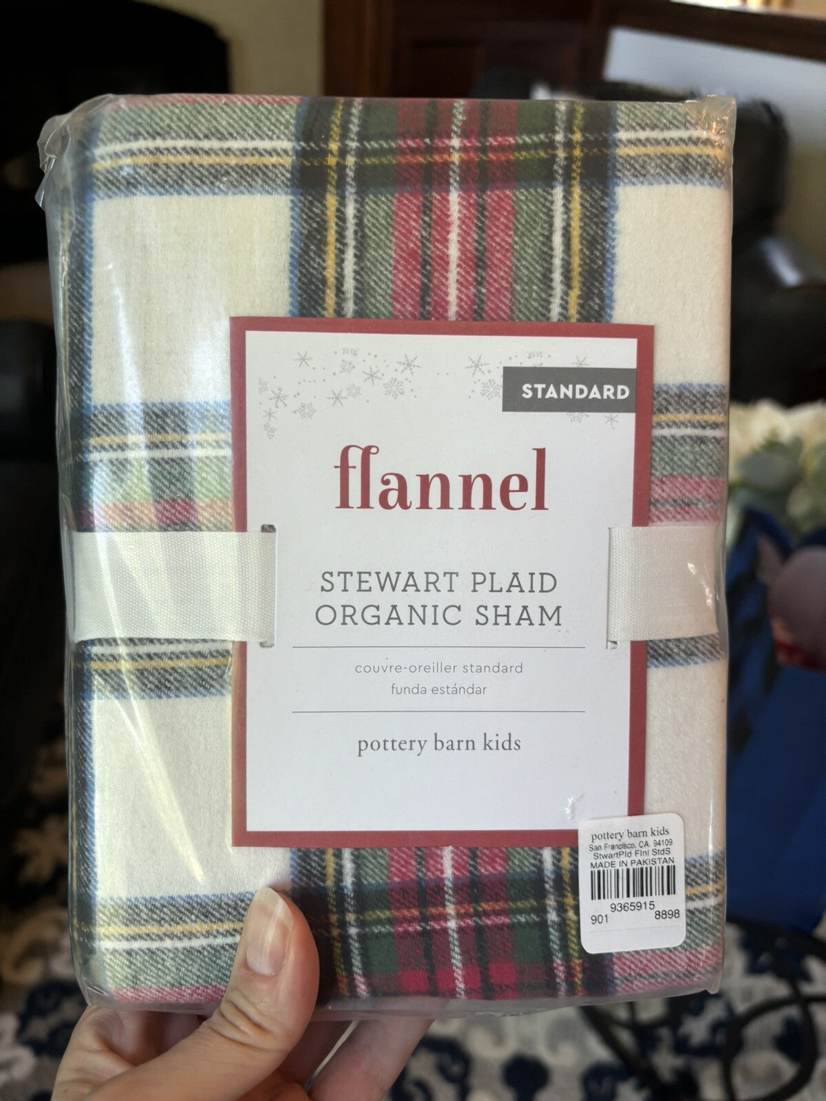 Pottery Barn holiday Disney PLAID Pillow SHAM cover Christmas party Stewart m