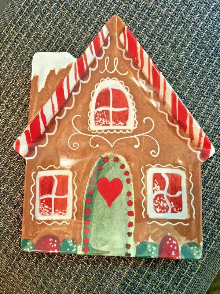 Pottery Barn Peanuts holiday Gingerbread Christmas plate + Utensil party SET 2 ]