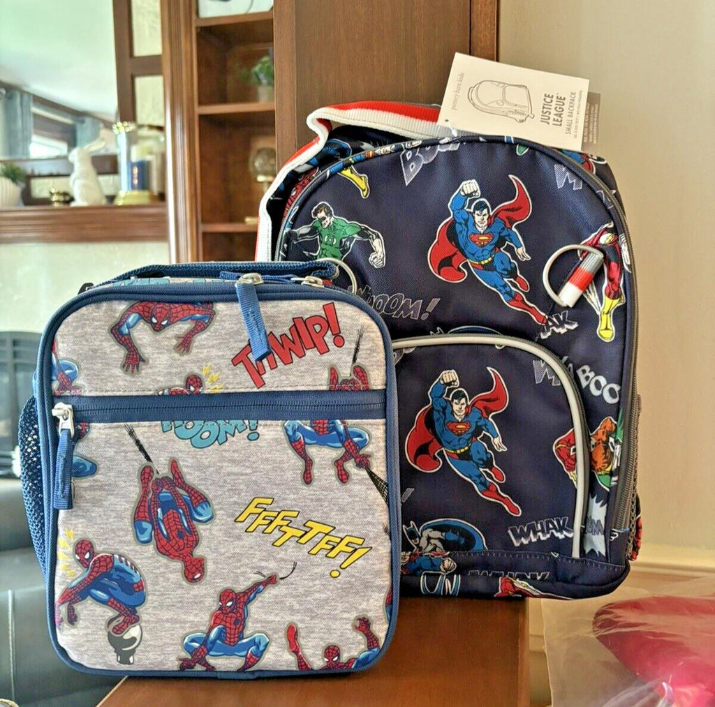 Pottery Barn school Disney backpack Marvel Avengers + Spider-Man Lunch Box Bag .