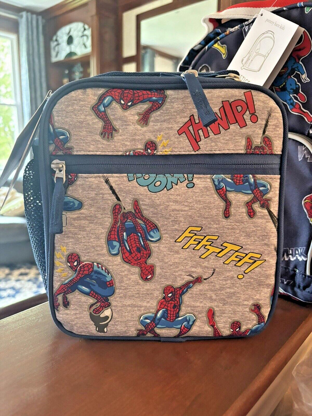 Pottery Barn school Disney backpack Marvel Avengers + Spider-Man Lunch Box Bag .