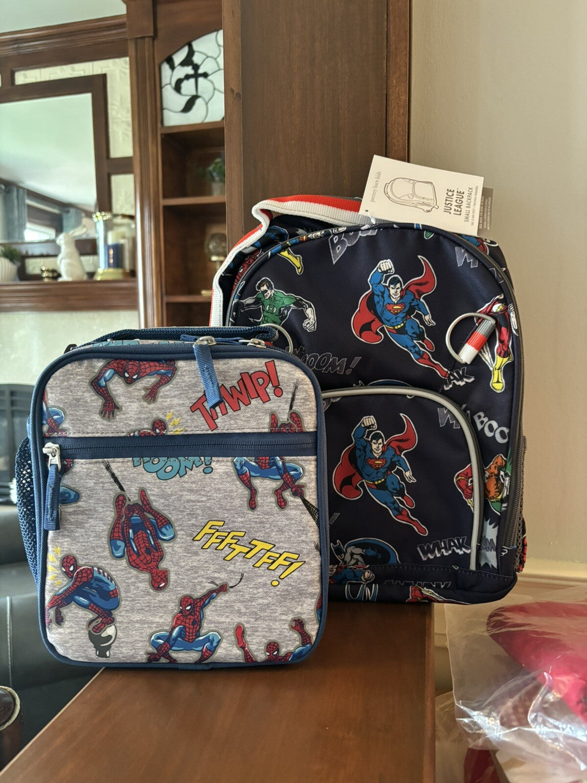 Pottery Barn school Disney backpack Marvel Avengers + Spider-Man Lunch Box Bag .