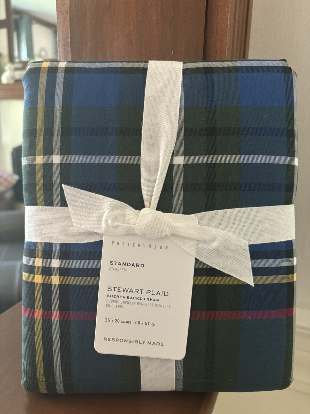 Pottery Barn Plaid Stewart Disney Pillow cover sham holiday Christmas Kid