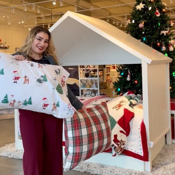 Pottery barn Holiday Crib Toddler baby Rudolph BED SHEET PILLOWCASE kid SET 2 '