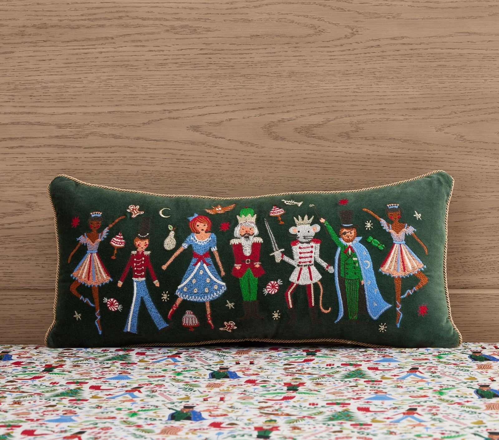 Pottery Barn Nutcracker Christmas Holiday Velvet Rifle Paper pillow girl gift n