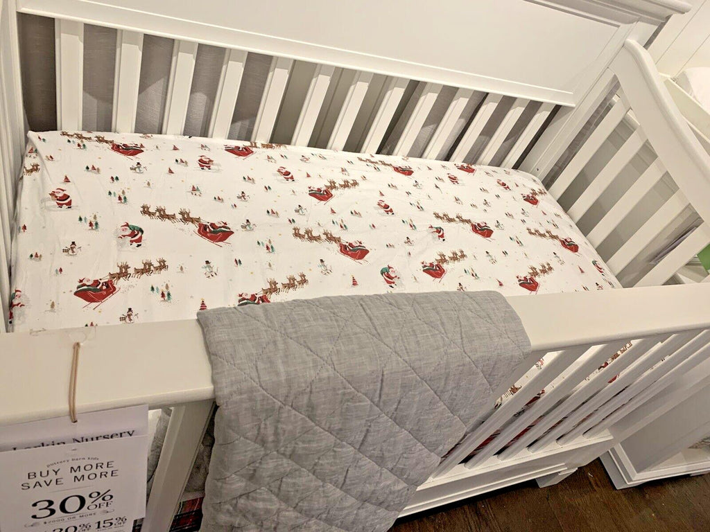 Pottery Barn Holiday Crib Toddler bed sheet Christmas Rudolph Seuss Disney kid [