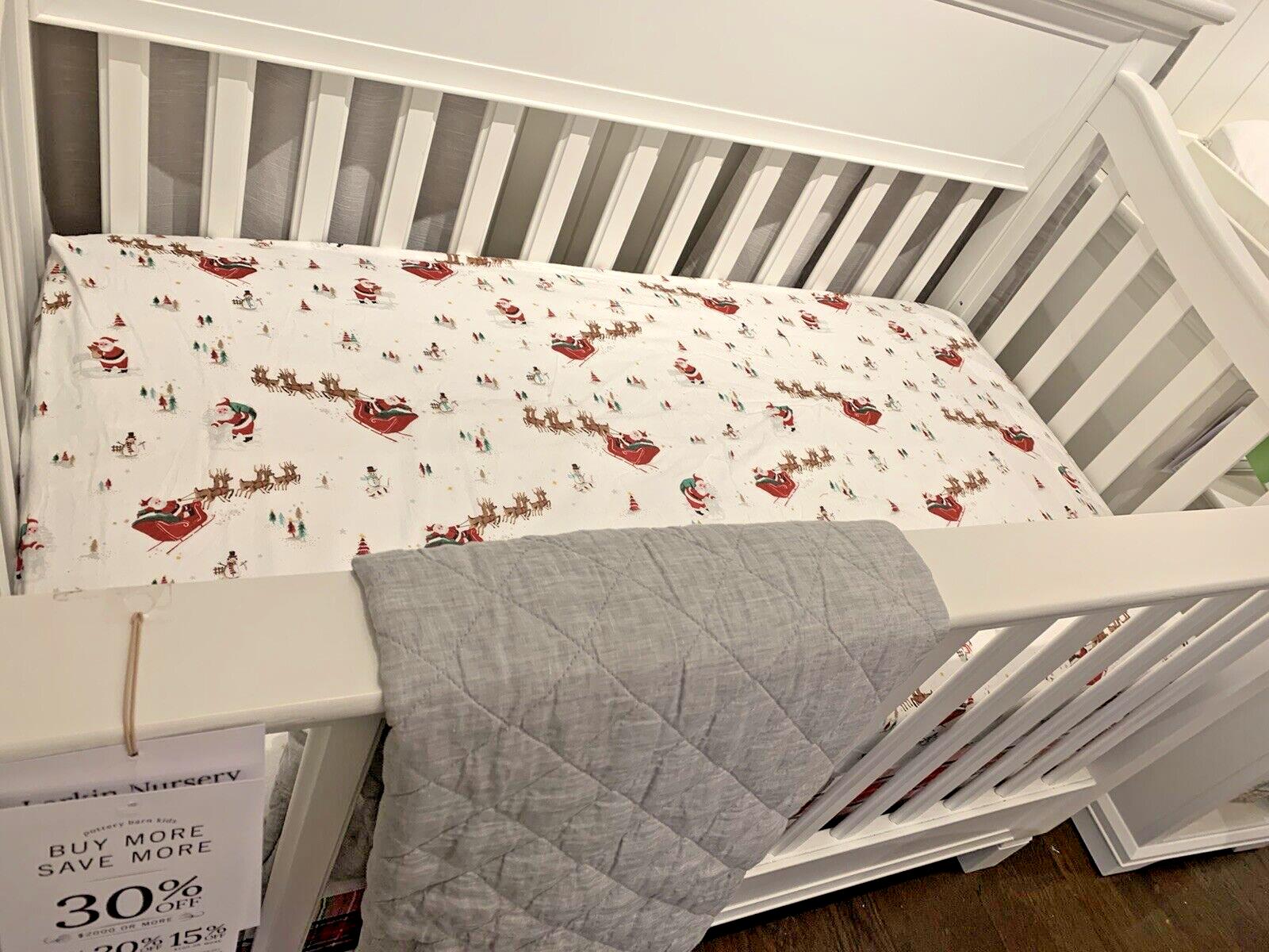 Pottery Barn Holiday Crib Toddler bed sheet Christmas Rudolph Seuss Disney kid [