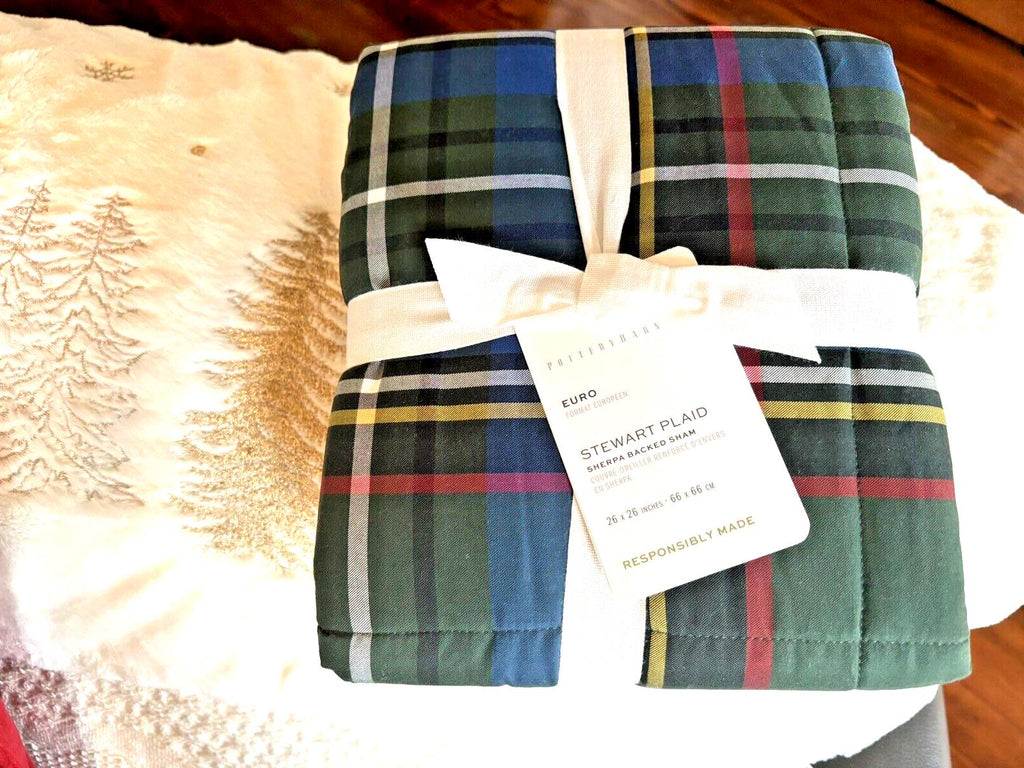 Pottery Barn Plaid Stewart Disney Pillow cover sham holiday Christmas Kid