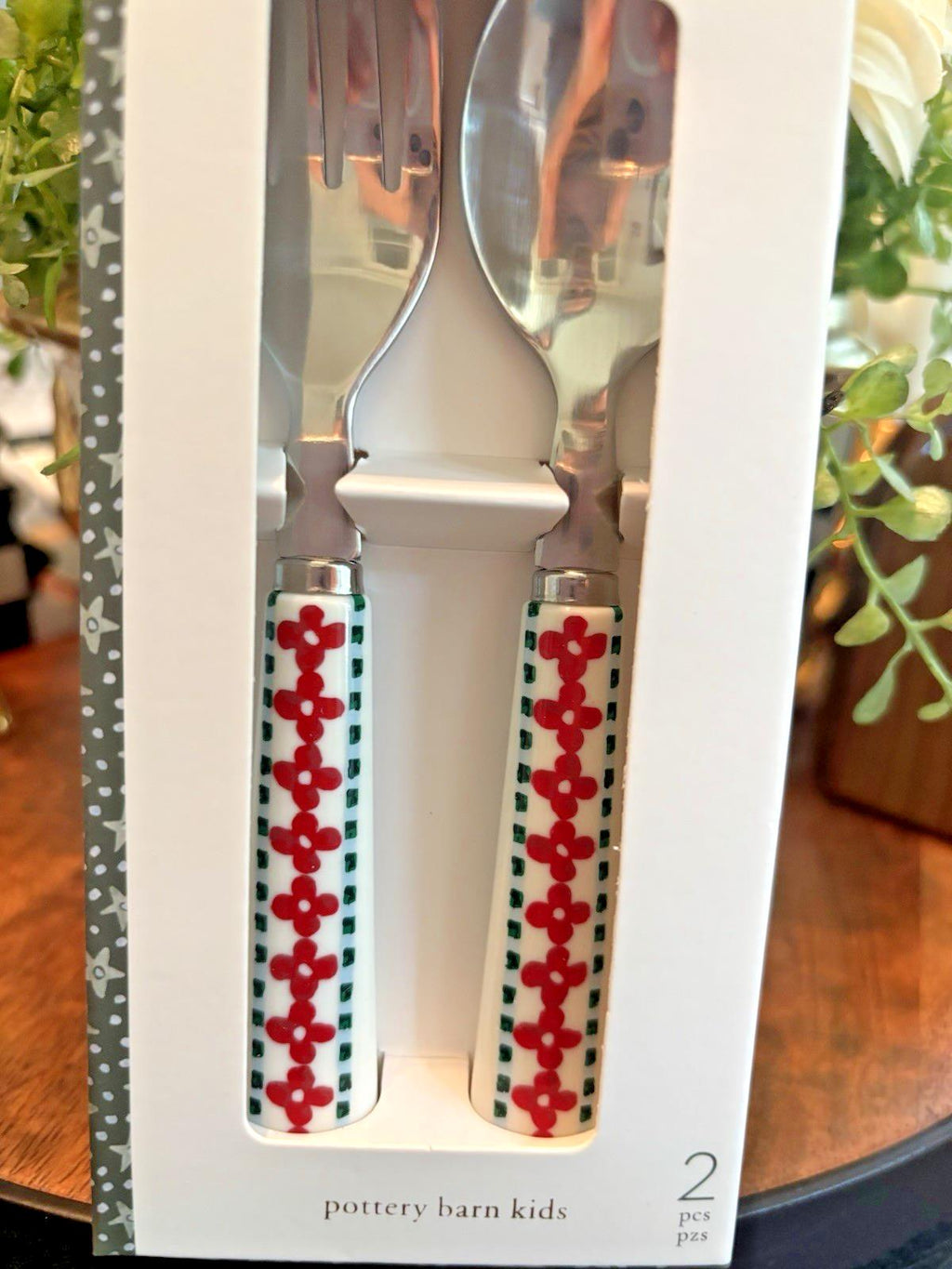 Pottery Barn holiday Christmas party school kid Riley utensil red set TRAVEL {