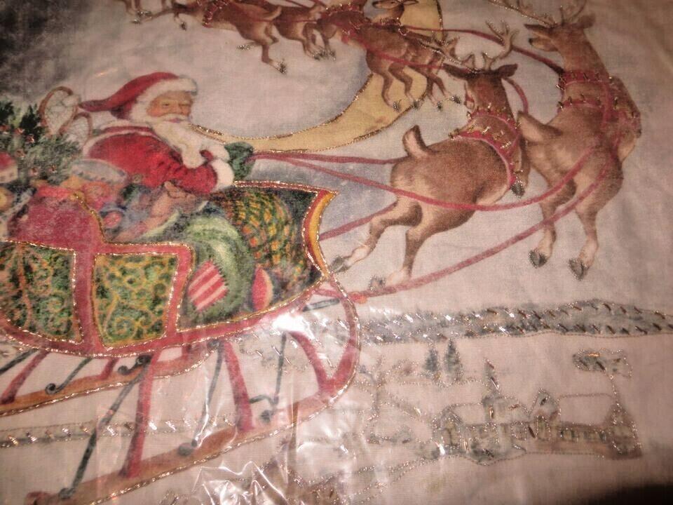 Pottery Barn Christmas NOSTALGIC SANTA SLED Pillow Cover 20 Holiday gift Party n