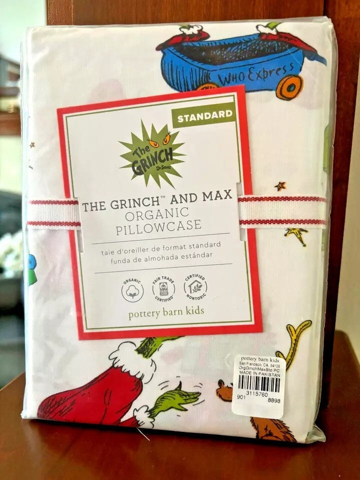 Disney Pottery Barn Grinch Rudolph Christmas pillowcase Dr Seuss Holiday Gift y